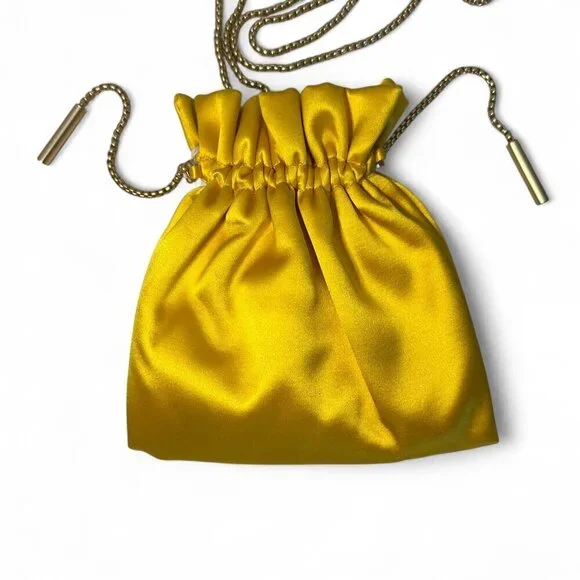 Zimmermann Women's Gathered Satin Pouch - Sunflower Yellow/Gold NWT